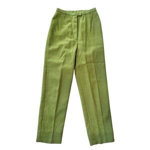 Vintage 60s ILGWU Avocado Green Wool High Rise Straight Leg Tailored Pants XS